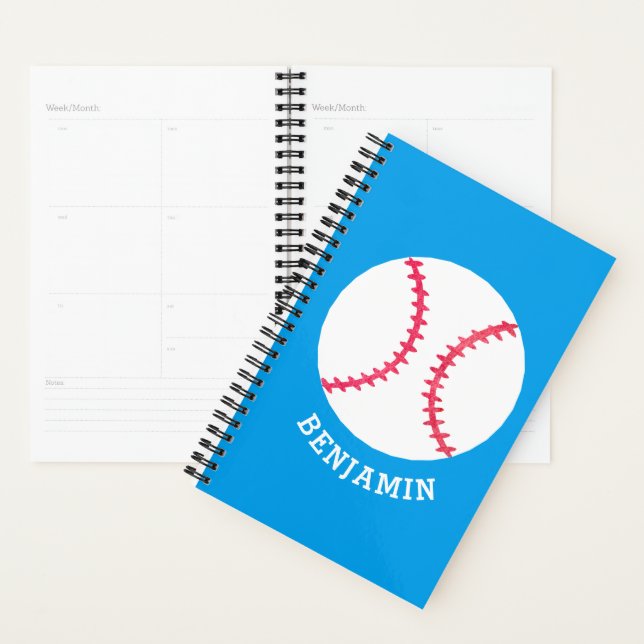Agenda Deportes personalizados de niños azules de béisbol (Demostración)