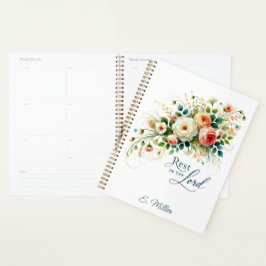 Agenda Descanse en el Señor floral personalizado