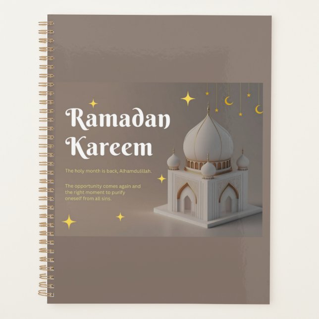 Agenda Deseos de Ramadan con Caligrafía Árabe Elegante (Anverso)