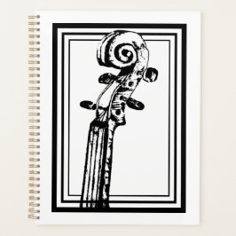 Agenda Desplazamiento de violín blanco y negro con líneas