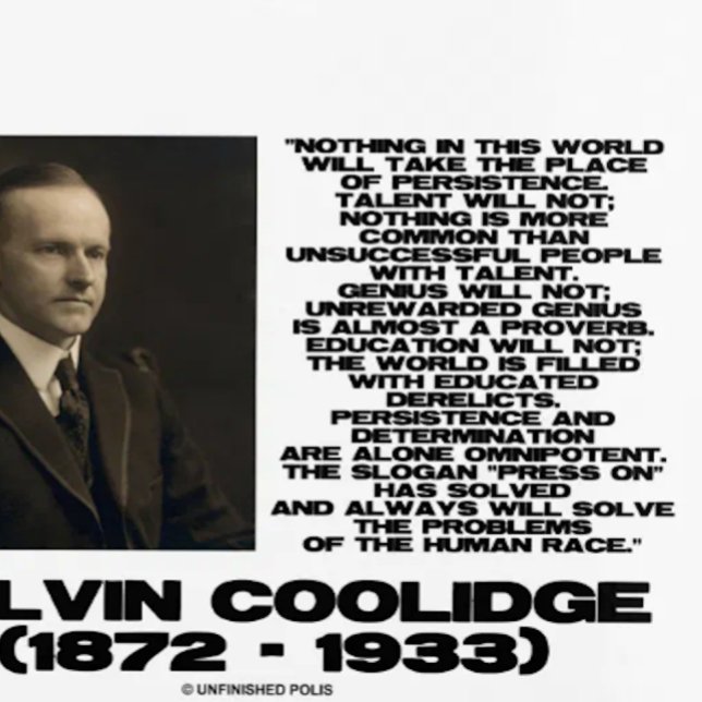 Agenda Determinación de la persistencia Coolidge Omnipote (Inspirational quote for all problem solvers by US President Calvin Coolidge on this planner)