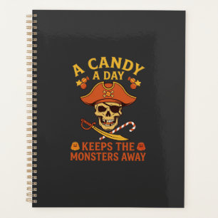 Agenda Día de Dulces Pirata de Halloween Calavera Bastón