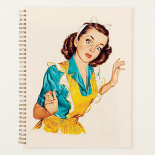 Agenda Día de horneado vintage mujer de 1950 en delantal