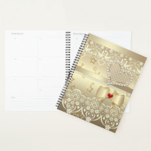 Agenda Día de San Valentín dorado Boda corazón ilustracio