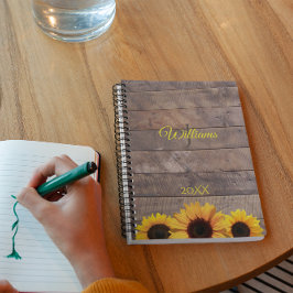Agenda Día del Monograma Personalizado de Sunflowers y Ba