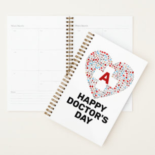 Agenda Día feliz de los médicos con monograma de coraz