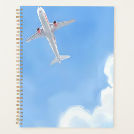 Agenda Día Hermoso Cielo Azul Nubes Avión Acuarela