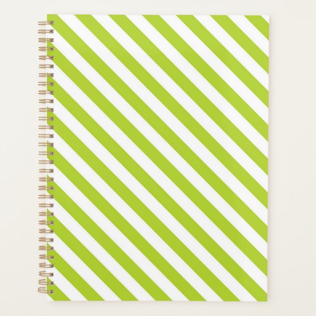 Agenda Diagonal lime green and white stripes pattern (Anverso)