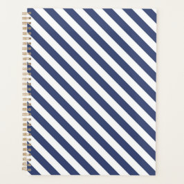 Agenda Diagonal navy blue and white stripes pattern