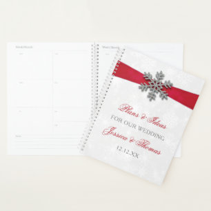 Agenda Diamante Snowflake & Red Ribbon Boda de Invierno
