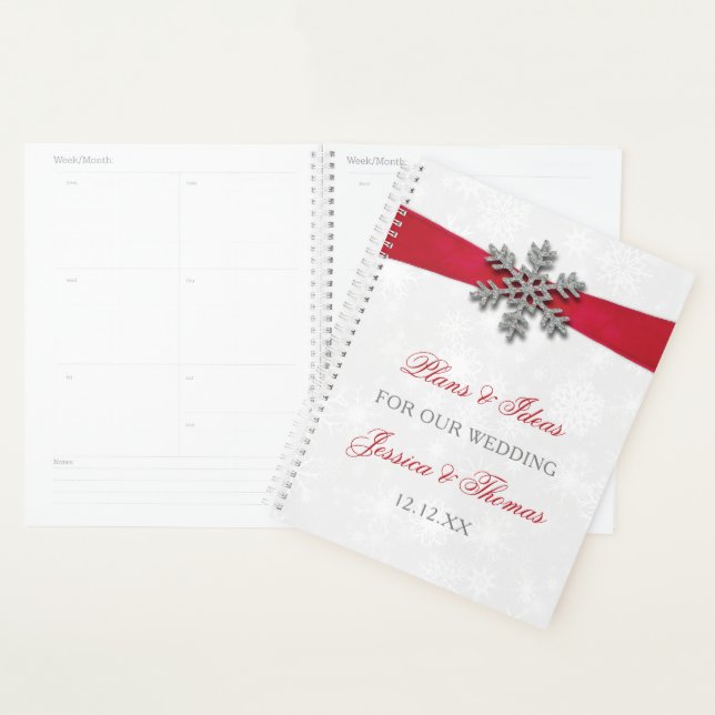 Agenda Diamante Snowflake & Red Ribbon Boda de Invierno (Demostración)