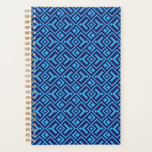 Agenda Diamantes entrelazados: patrón geométrico azul osc