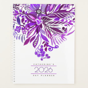 Agenda Diaria Floral Fantasy Púrpura 2026