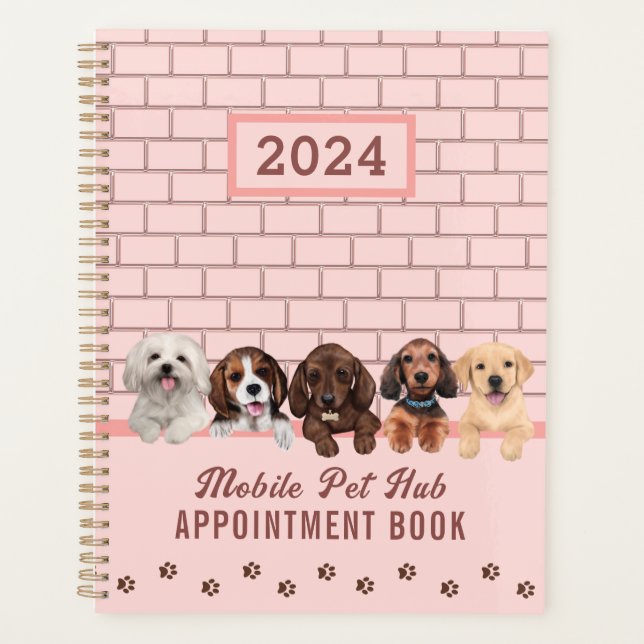 Agenda Diario de cita rosada de Rubor Grooming Pet Care D (Anverso)