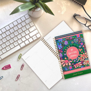 Agenda Diario de gratitud de flores rosadas de bonito