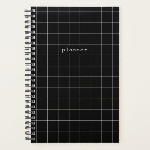 Agenda Diario de planificación minimalista en blanco y n