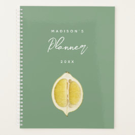 Agenda Diario de Planner Moderno de Sage Green & Lemon Sc