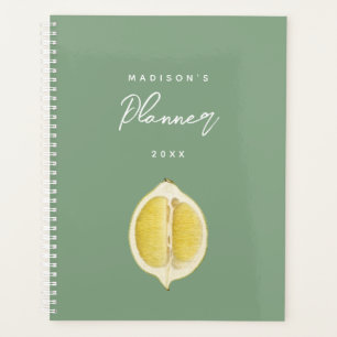 Agenda Diario de Planner Moderno de Sage Green & Lemon Sc
