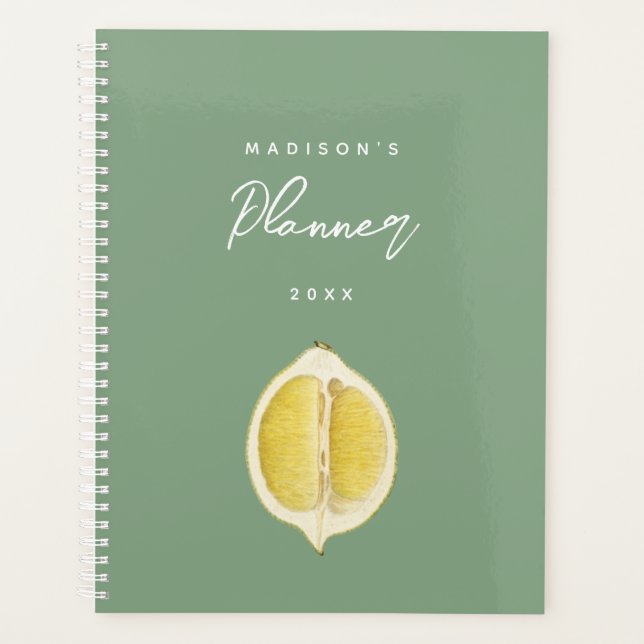 Agenda Diario de Planner Moderno de Sage Green & Lemon Sc (Anverso)