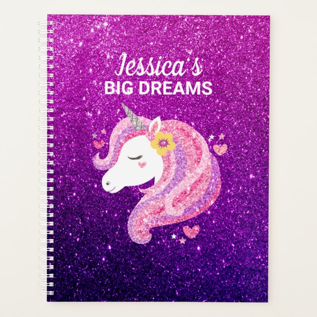 Agenda Diario de Unicorn de Purpurina Cute (Anverso)