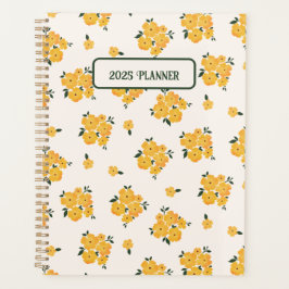Agenda Diario floral amarillo personalizado 2025