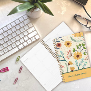 Agenda Diario Gratitude Personalizado de flores amarillas