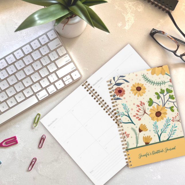 Agenda Diario Gratitude Personalizado de flores amarillas (Subido por el creador)