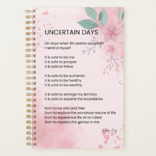 Agenda Días inciertos - Poema de esperanza de valor