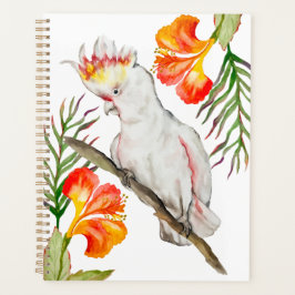 Agenda Dibujo acuarela de un loro de cacatúa