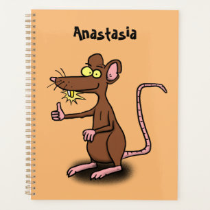 Agenda Dibujo animado de rata marrón linda con pulgar hac