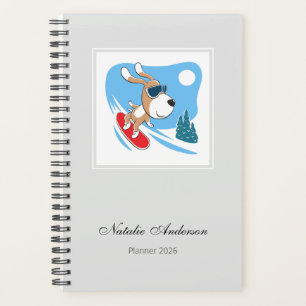 Agenda Dibujo Animado Perro Cachorro Snowboard Deporte 20