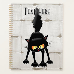 Agenda Dibujo de gato negro divertido y fiero