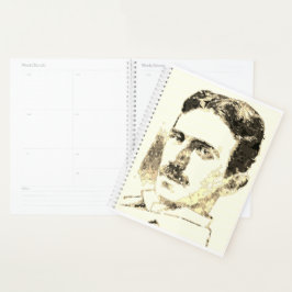 Agenda Dibujo De Nikola Tesla En Sepia
