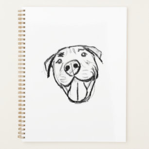 Agenda dibujo de pitbull simple amantes de perros blanco