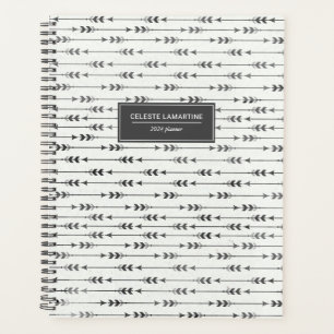 Agenda Dibujo de tinta negra en el Boho personalizado 202