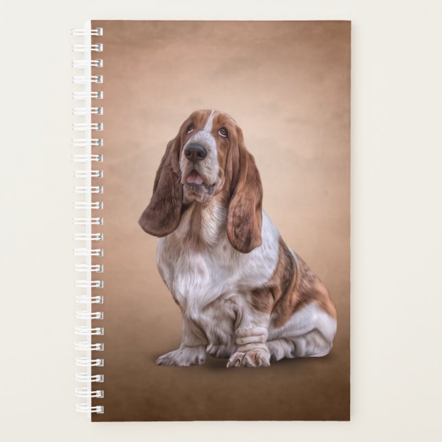 Agenda Dibujo del divertido perro de Basset Hound (Anverso)