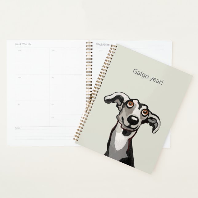 Agenda Dibujo galgo en blanco y negro y gris (Demostración)