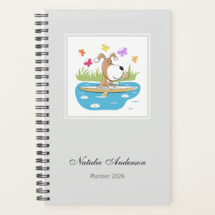 Agenda Dibujos Animados Perro Lindo Cachorro Kayak Deport