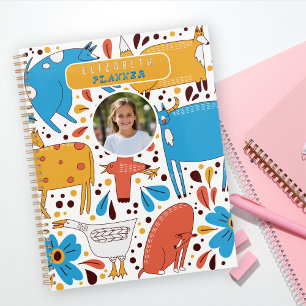 Agenda Dibujos Animales Coloridos Nombre Personalizado Fo