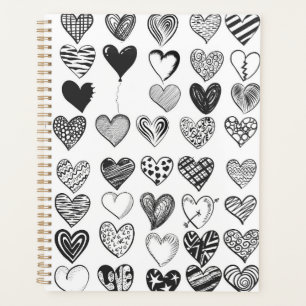 Agenda Dibujos de corazones blancos y negros