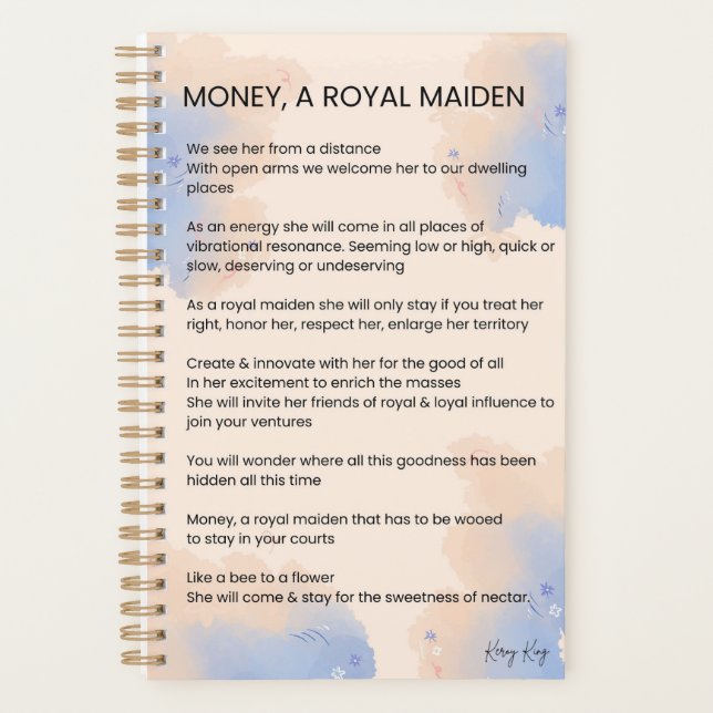 Agenda Dinero, poesía Inspiradora real de Maiden (Anverso)