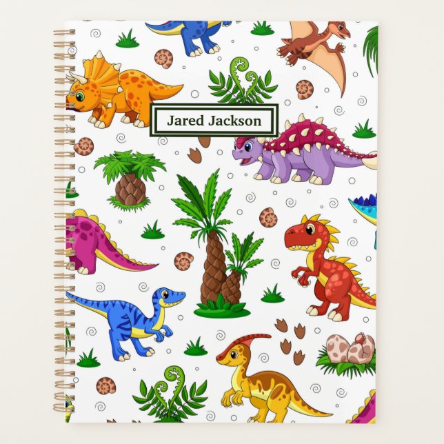Agenda Dinosaurio de patrón sin foco de color  (Anverso)