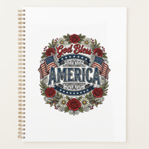 Agenda Dios bendiga a América Floral Patriótico Vintage