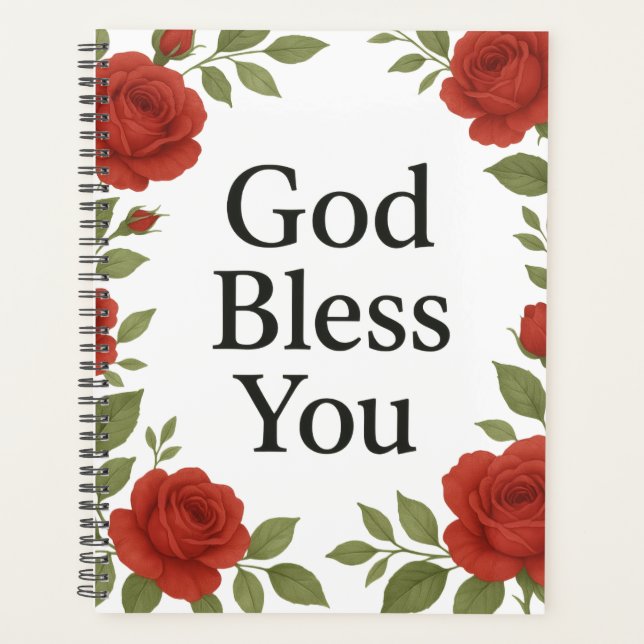 Agenda Dios te bendiga Tarjetas florales de rosa religios (Anverso)