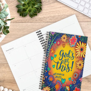 Agenda Dios tiene esta floral Bonito personalizada