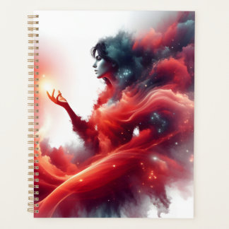 Agenda Diosa Celestial Cósmica Galaxia de Nube Roja Abstr