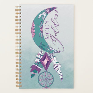 Agenda Diosa de la Luna Verde azulado Boho Dreamcatcher G