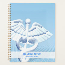 Diseño azul médico 3D blanco Caduceus