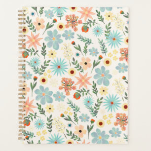 Agenda Diseño blanco floral de colores bastante llamativo