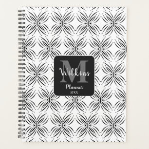 Agenda Diseño blanco negro de mariposa de la personalizad